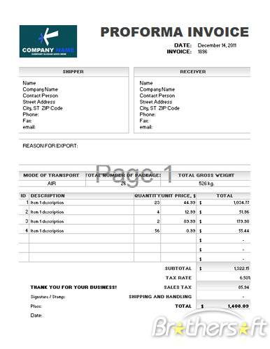 Download Free Proforma invoice template, Proforma invoice template 
