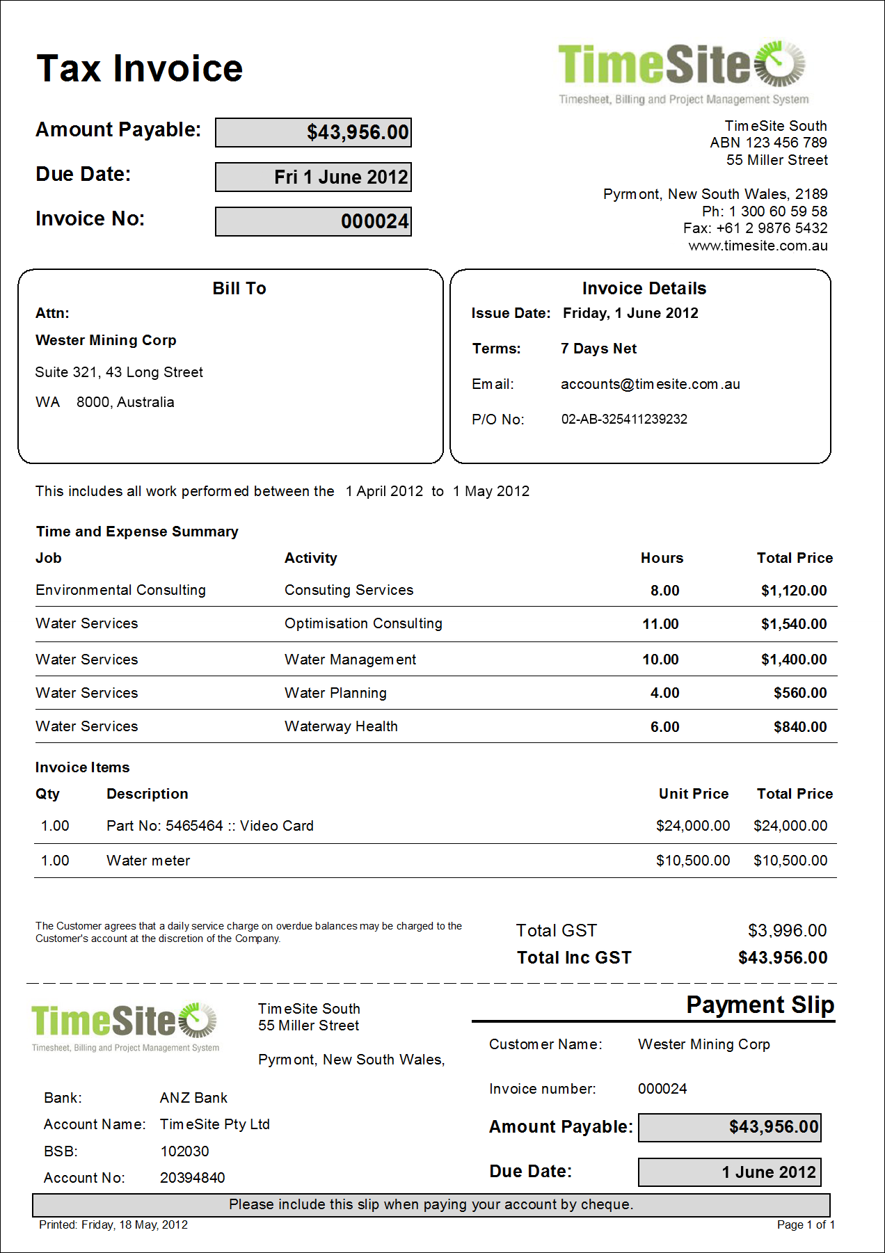 Tax Invoice Template Australia Invoice Example