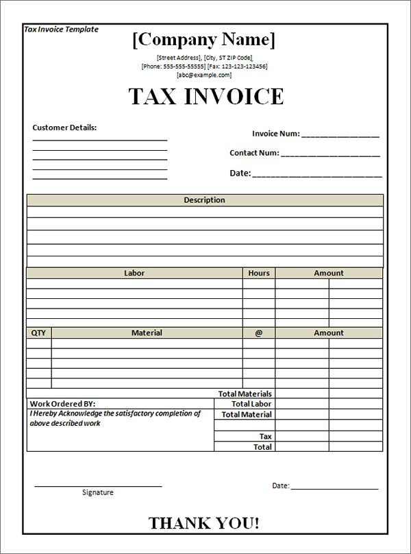 Free Invoice Template Word South Africa