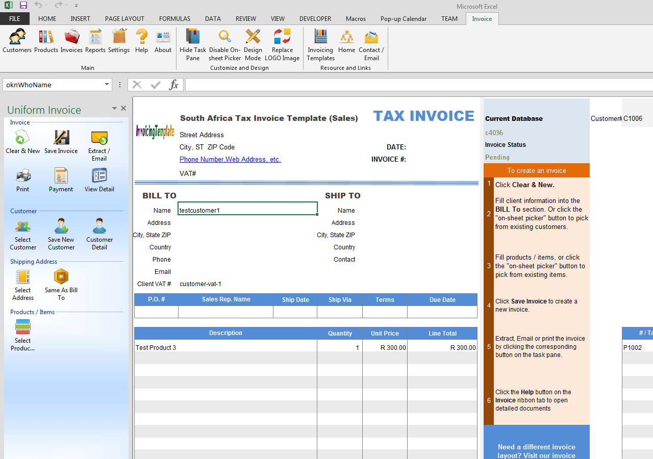 South African Invoice Template