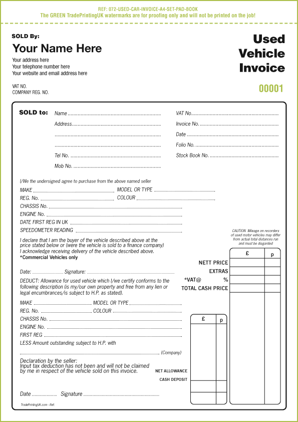 Car Sales Invoice Template Free | Free Business Template