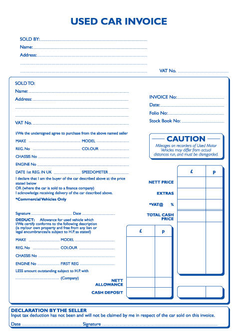 used car invoice template Template