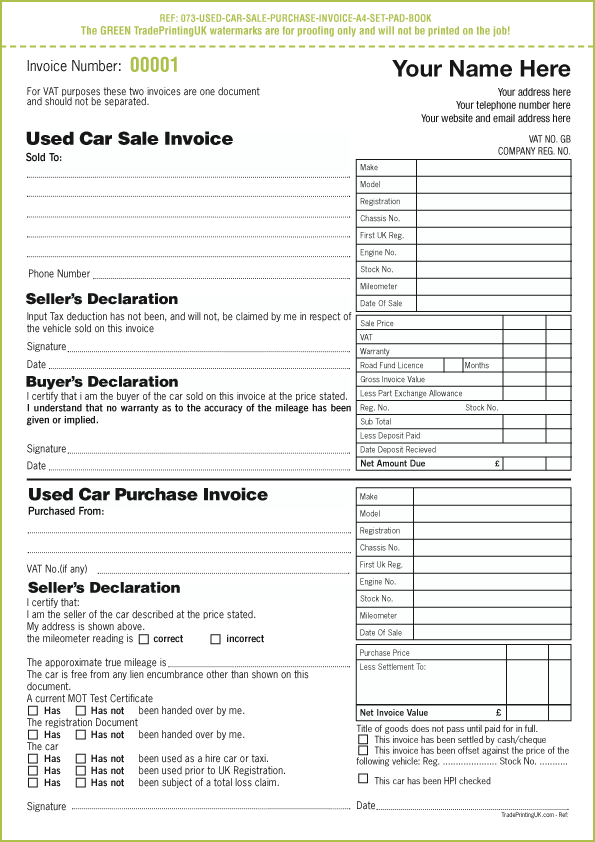 Used Car Sales Invoice Template Uk | invoice example