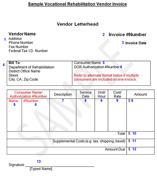 Invoicing Guidelines for Vendors General Vendor Invoice Template