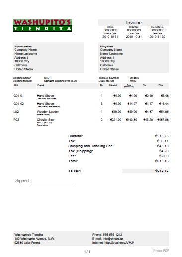VirtueMart Invoice, Delivery Note and Receipt Addon