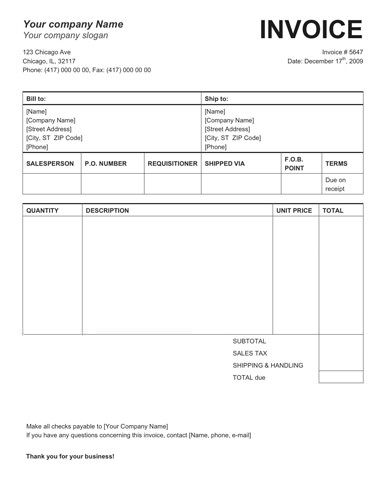Blank Invoice Doc free graph template, free quotation templates,