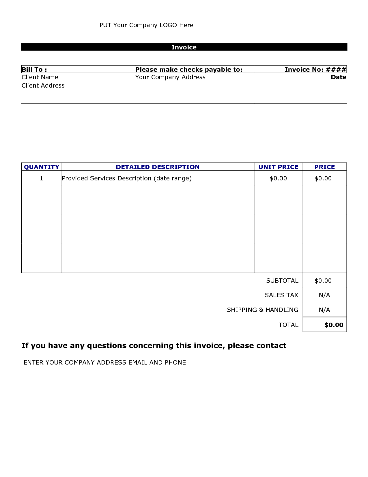 Invoice Templates For Word 2010