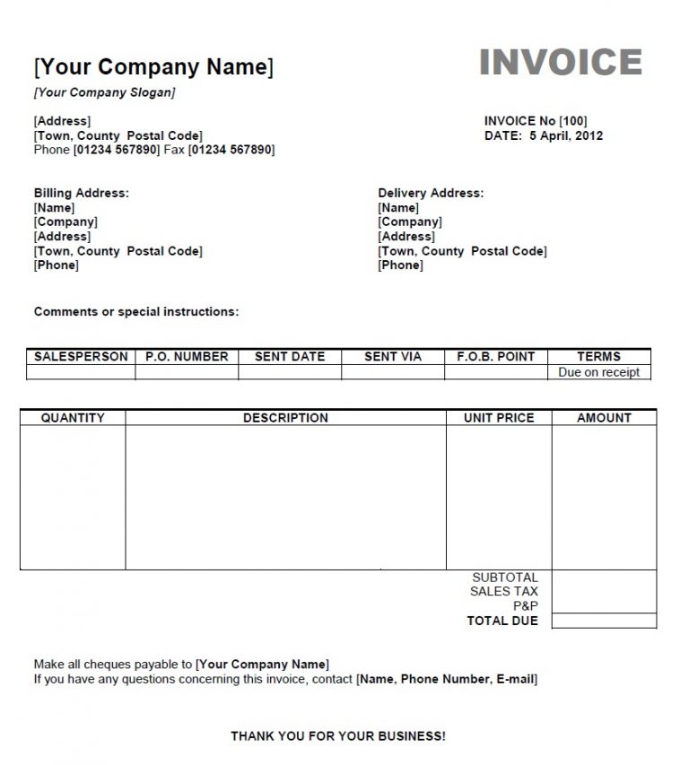 Invoice Template Ipad