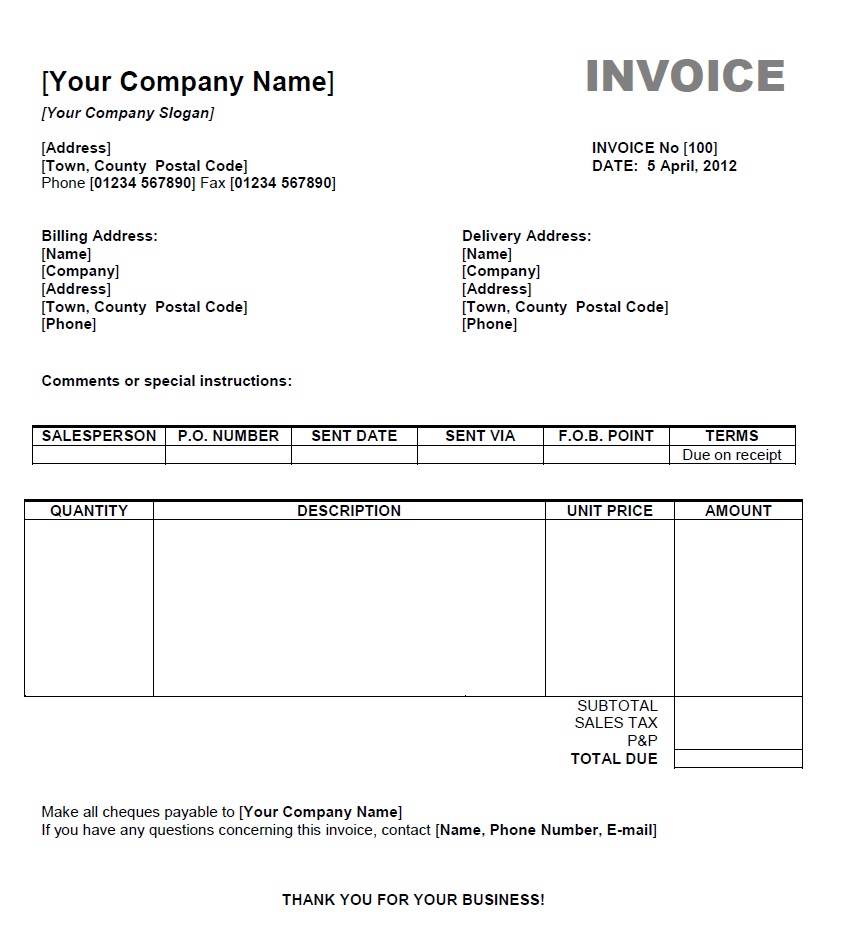 Free Invoice Template Word Mac Invoice Template 2017