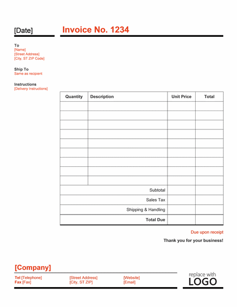 sales invoice format in word