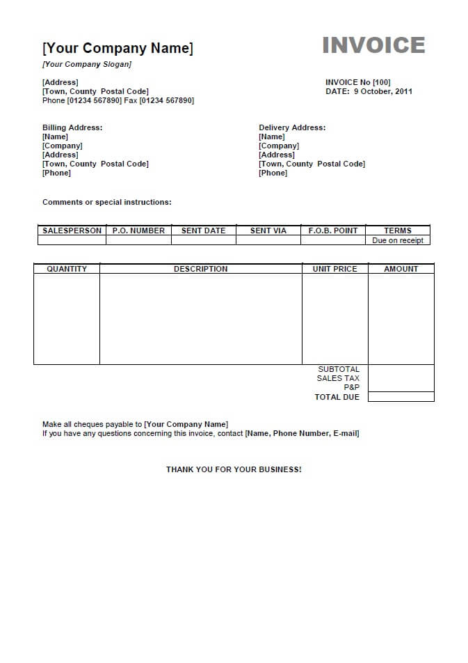 Work Invoice Template Word Invoice Template 2017