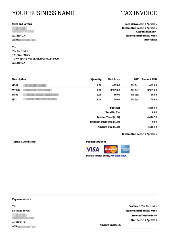 Xero Custom Invoice Template