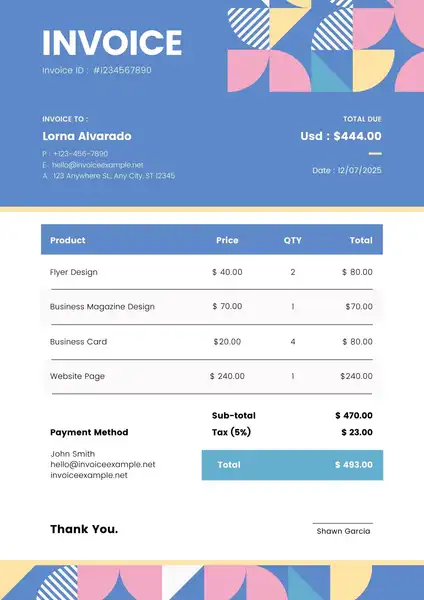 Freelance Invoice Template Excel 02