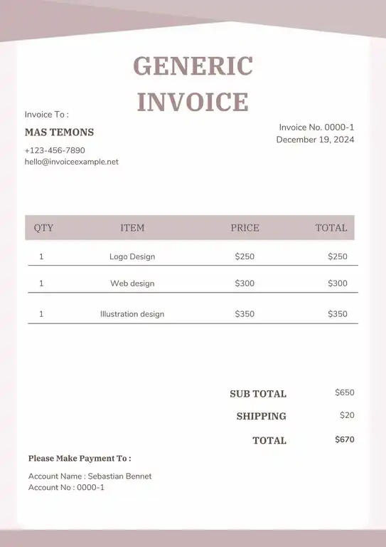 Generic Commercial Invoice Template
