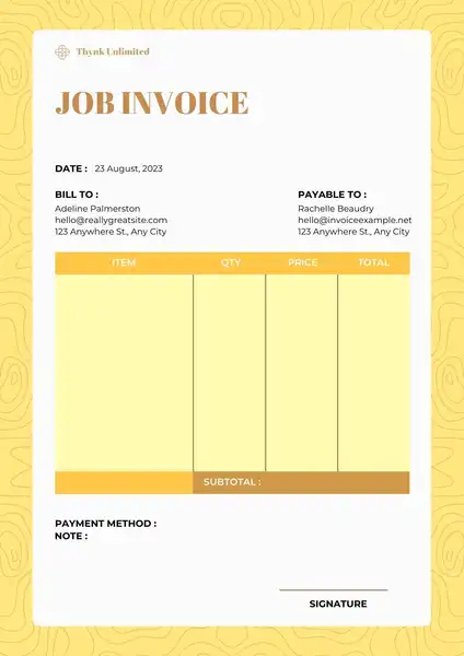 Job Invoice Template Free