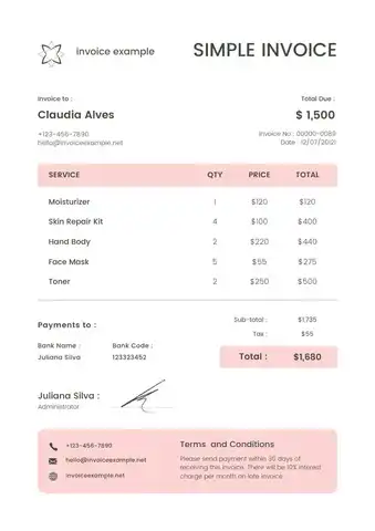 Simple Invoice Template Pdf 3