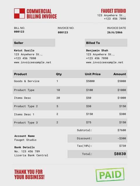 billing invoice template free