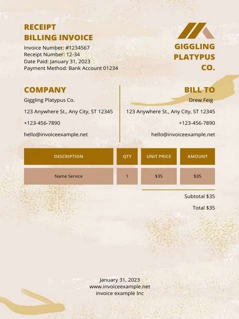 printable billing invoice template