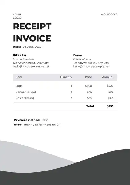 receipt invoice template word