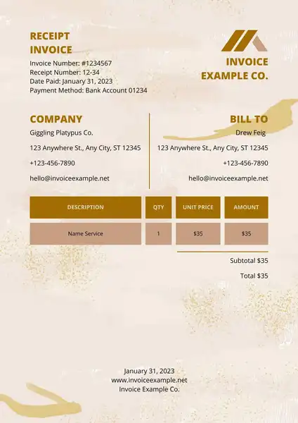 receipt invoice template