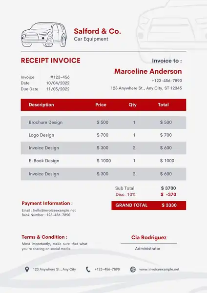rent receipt invoice template