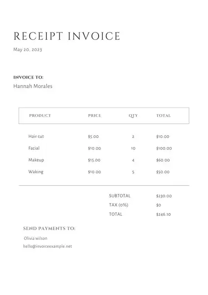 tax receipt invoice template