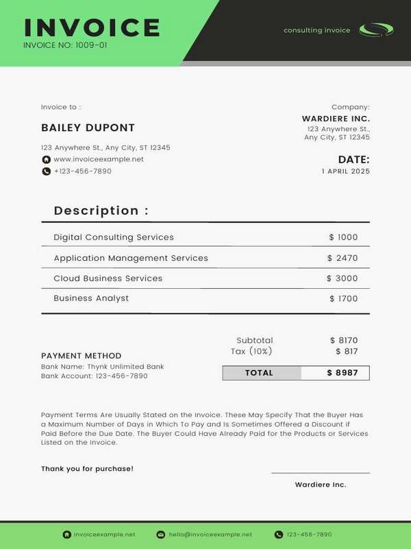 Consulting invoice templates