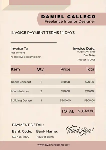 Cream Brown Simple Professional Freelance Invoice Poster