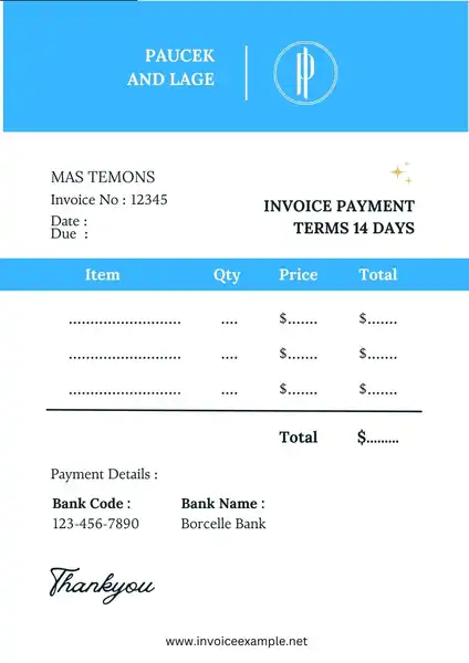 invoice payment terms 14 days printable