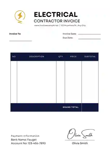 Electrical Contractor Invoice Template Free