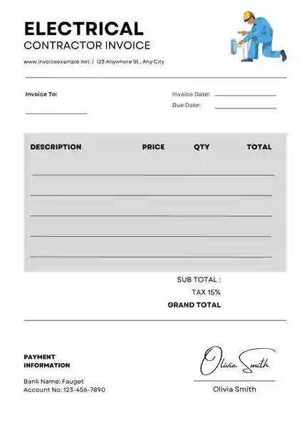 Electrical Contractor Invoice Template PDF