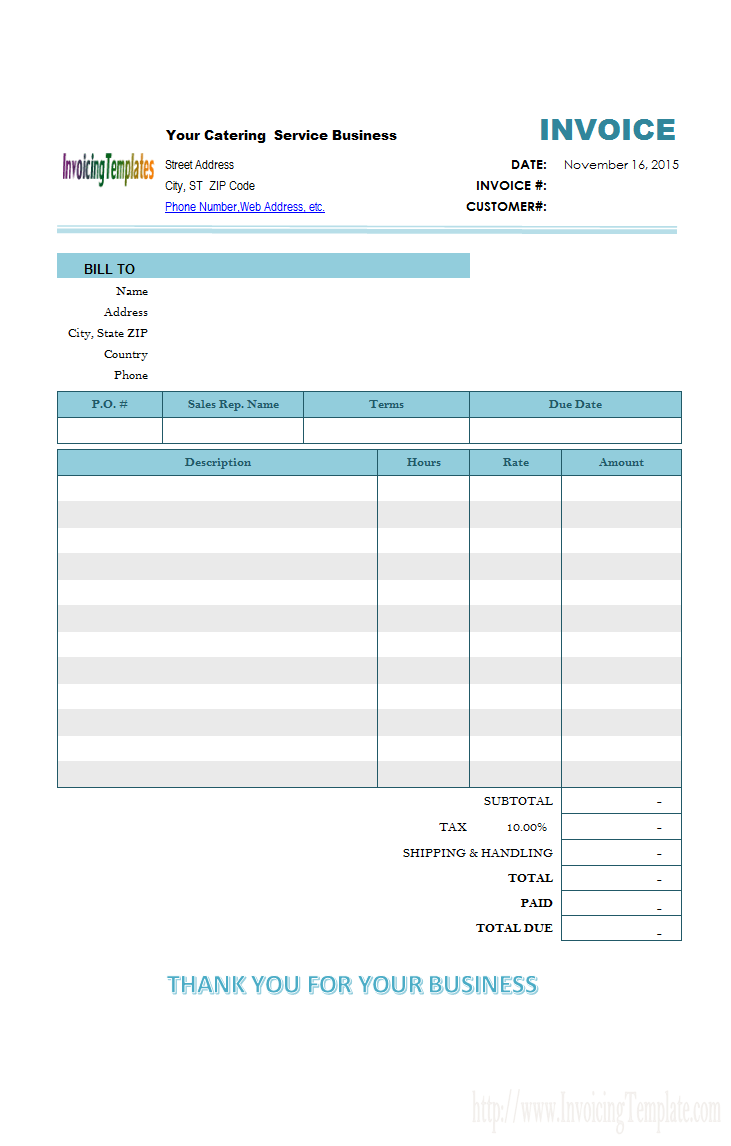 catering invoice template word