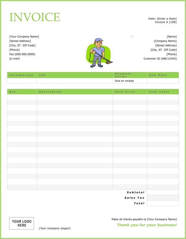 Cleaning Invoice Template Word invoice complete
