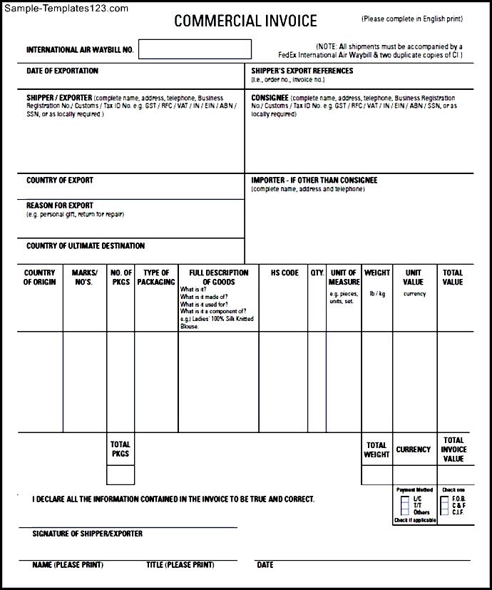 Commercial Invoice Template Pdf  invoice example