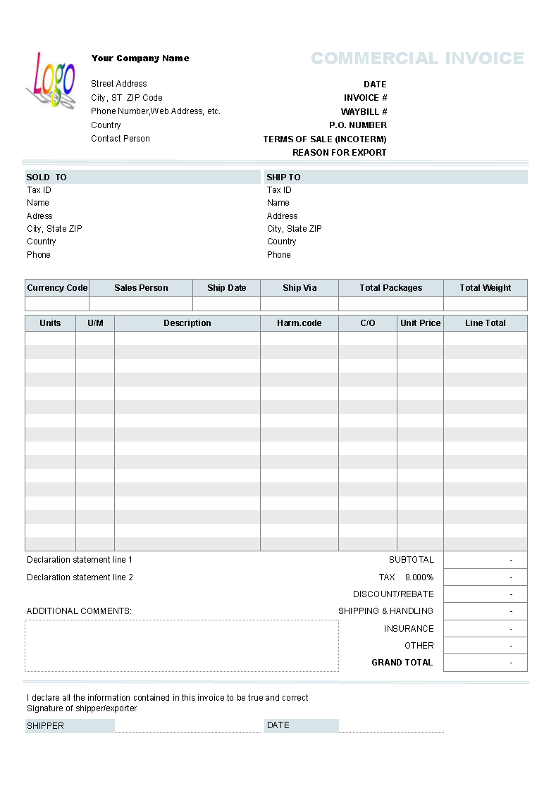 commercial invoice template uk invoice example