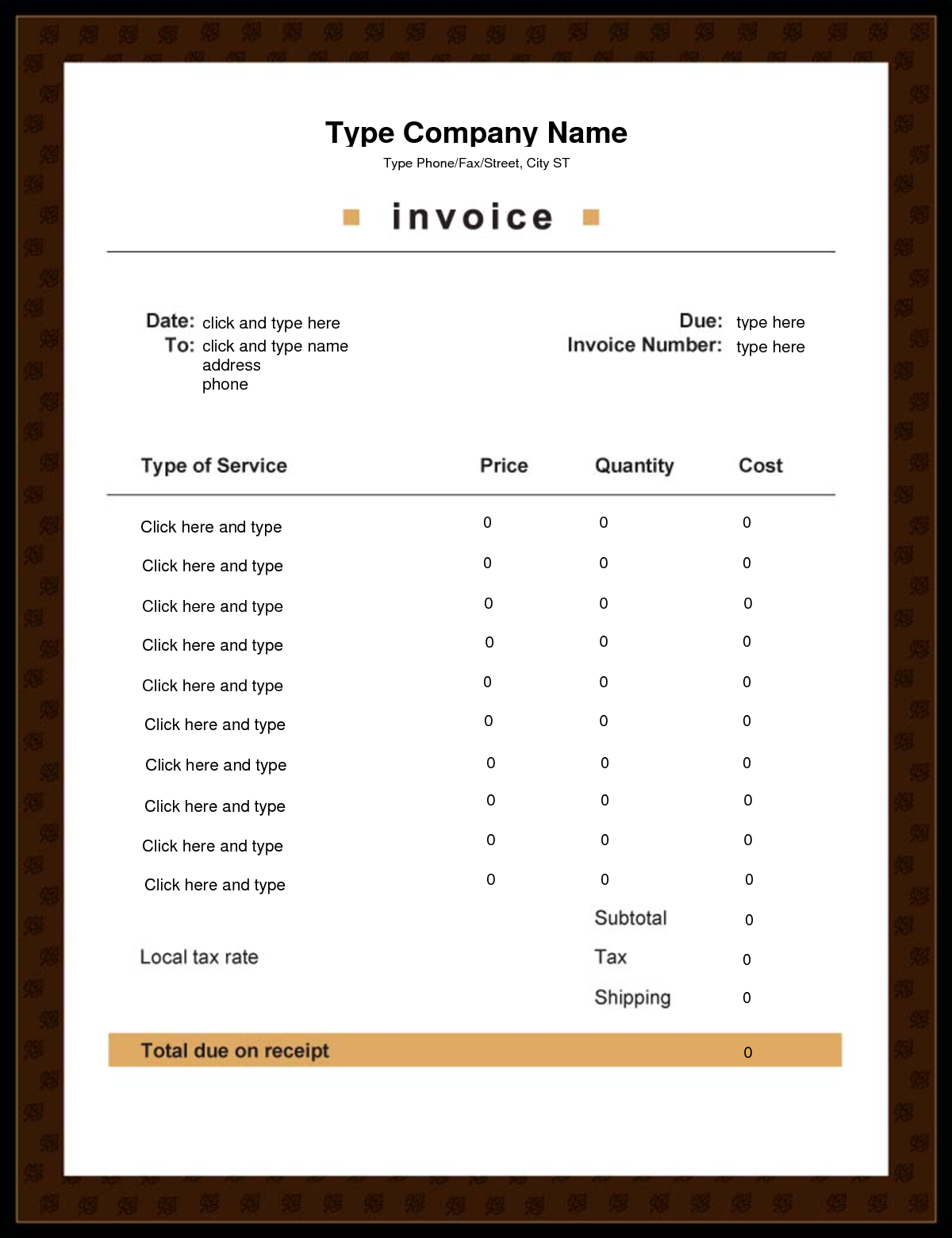 editable invoice template invoice example