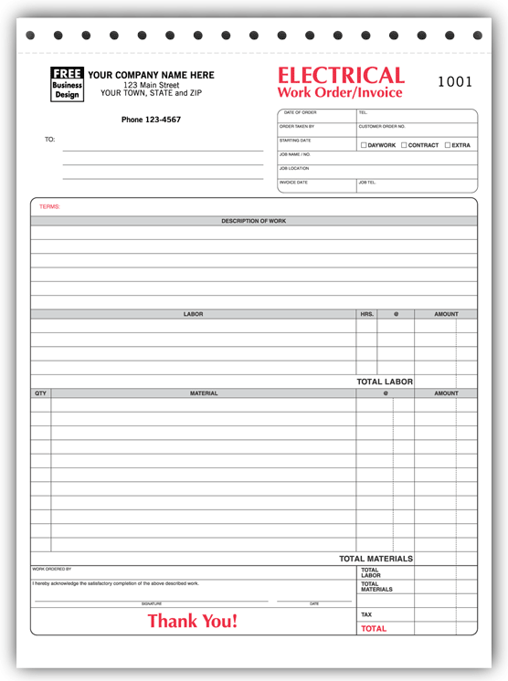 Electrical Invoice Template Pdf Invoice Example