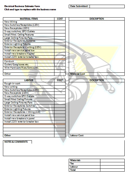 electrical invoice template pdf