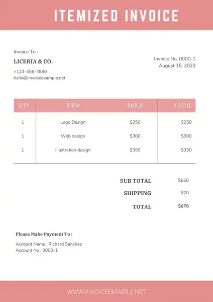 free Itemized Invoice template