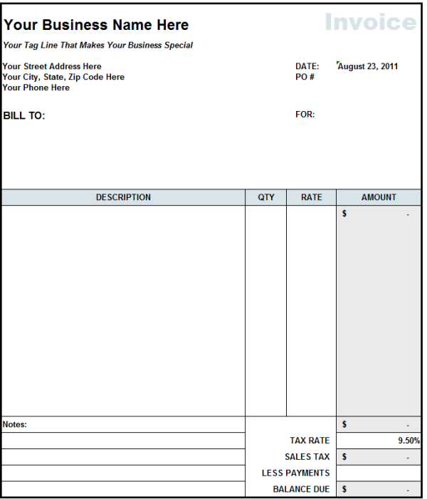 Free Construction Invoice Template Word invoice example