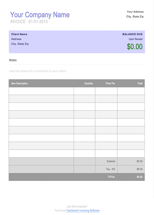 free printable invoice template