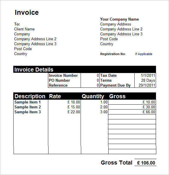 generic invoice template free