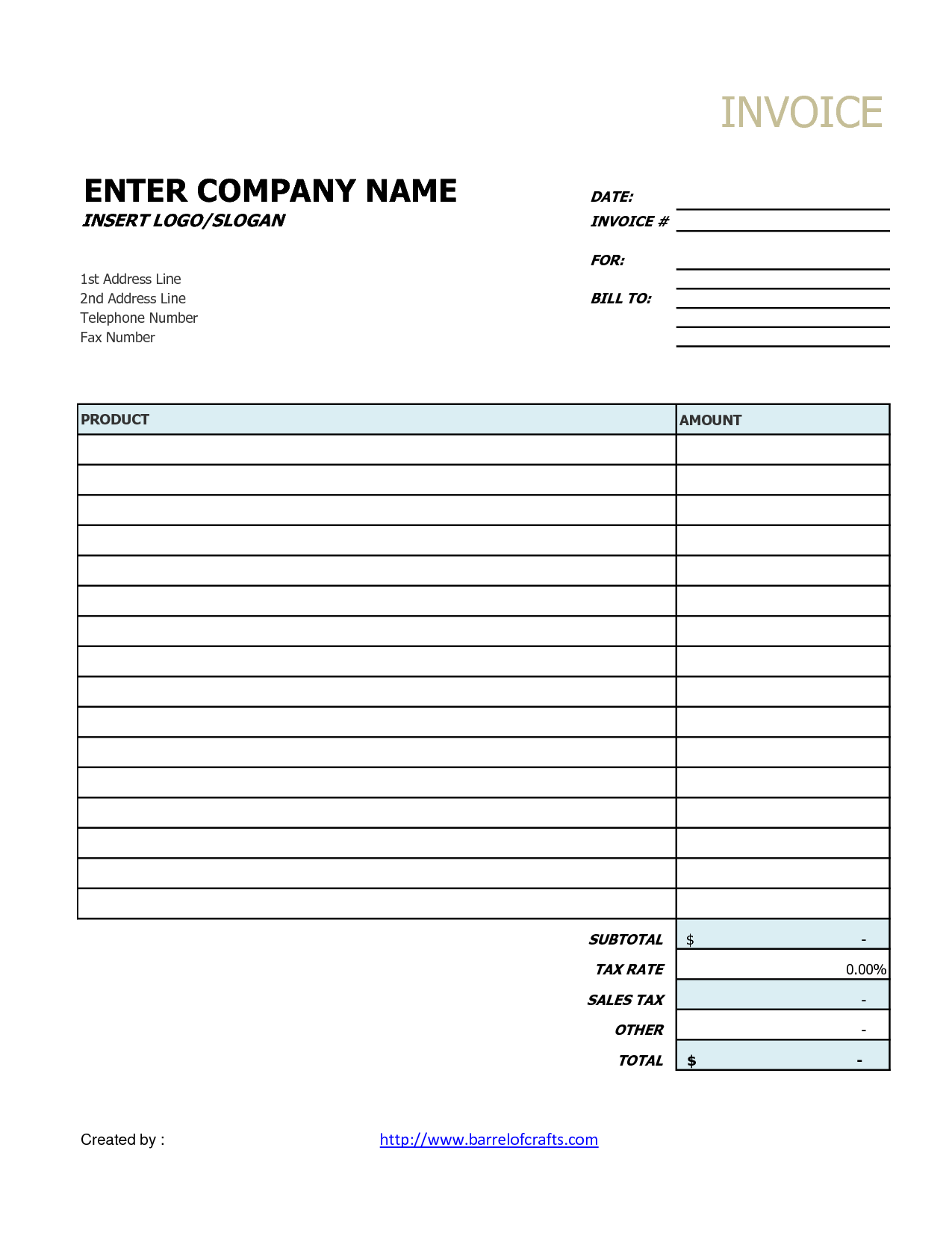 Generic Invoice Template invoice example