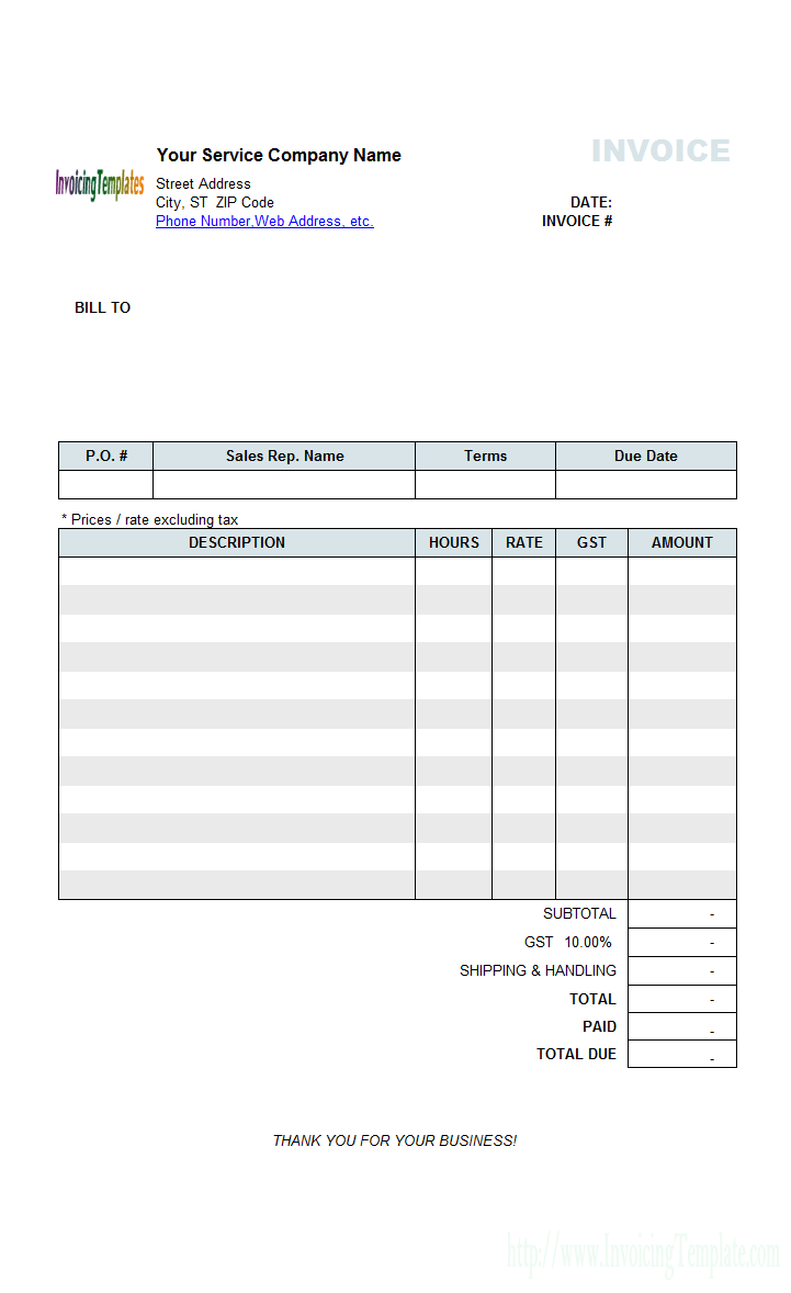Hourly Invoice Template | invoice example