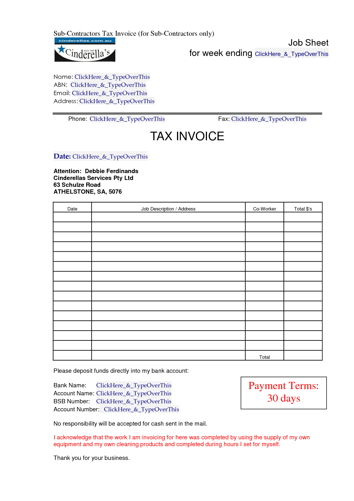 Invoice Template Australia Abn | invoice example