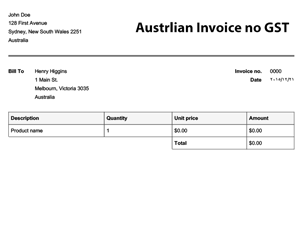 invoice template australia no gst