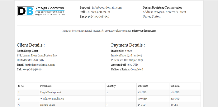 invoice template bootstrap
