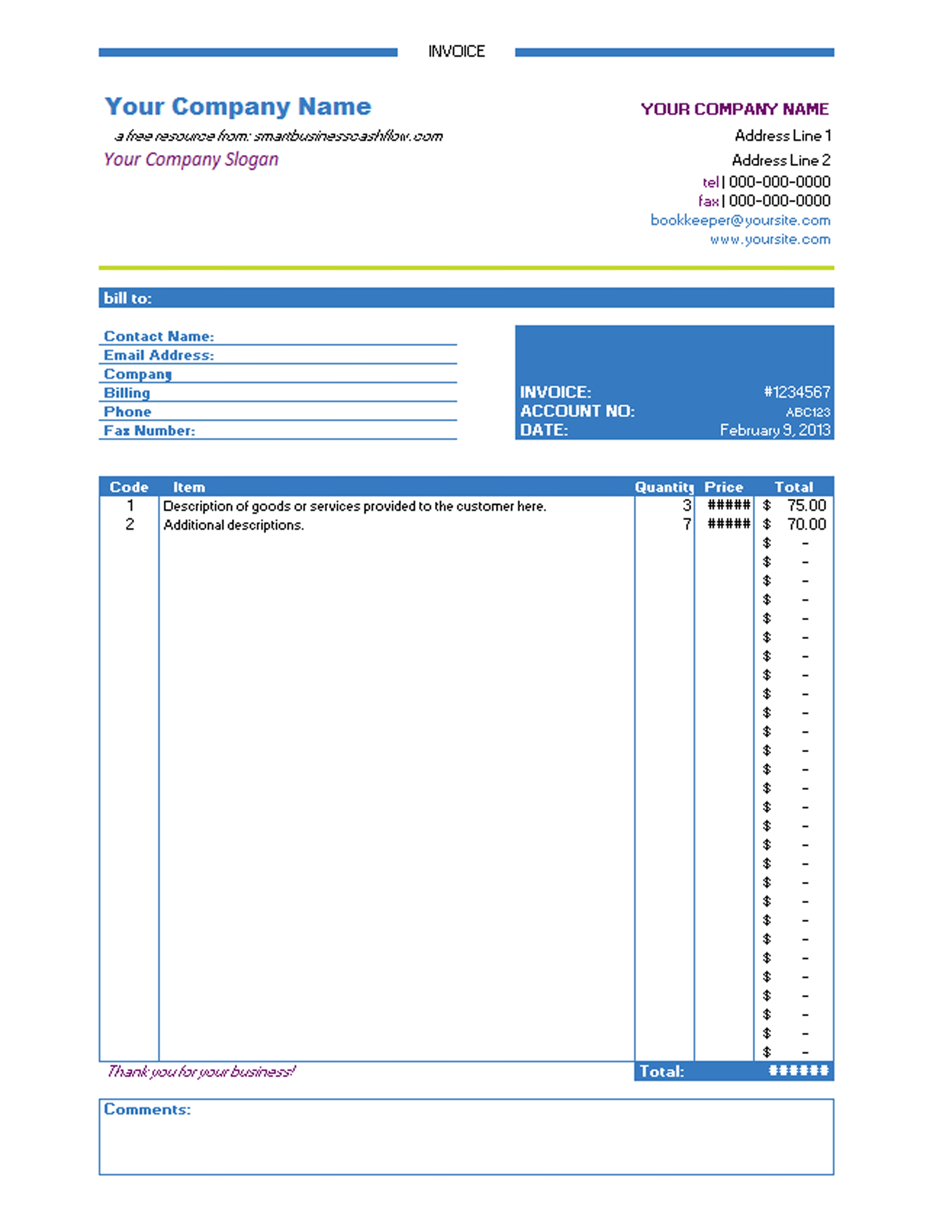 Sample Invoice Template Free Download Invoice Template Ideas 2022 