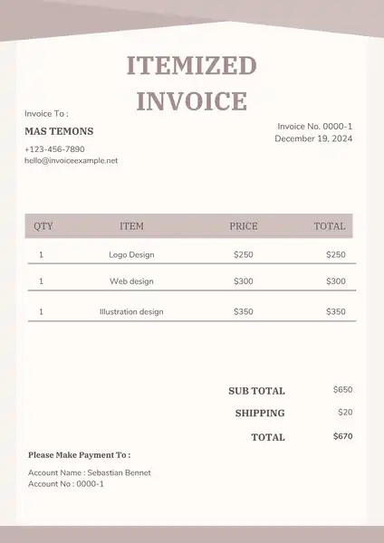 itemized invoice examples
