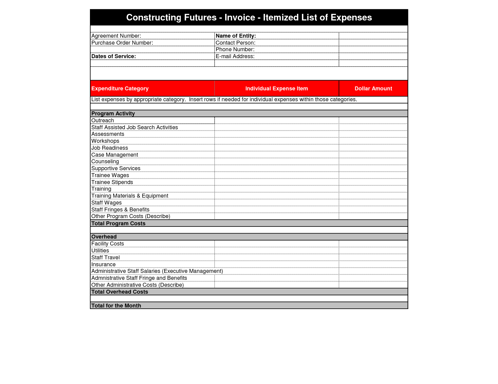 Itemized Invoice Template